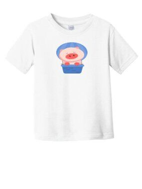 Printed T-shirt, Design Pig, Color White, Unisex, Age 2, Condition New